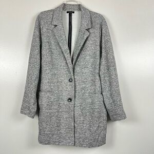 TORRID Boyfriend Trench Blazer Plus Size 3X Gray Textured Menswear Knit Jacket